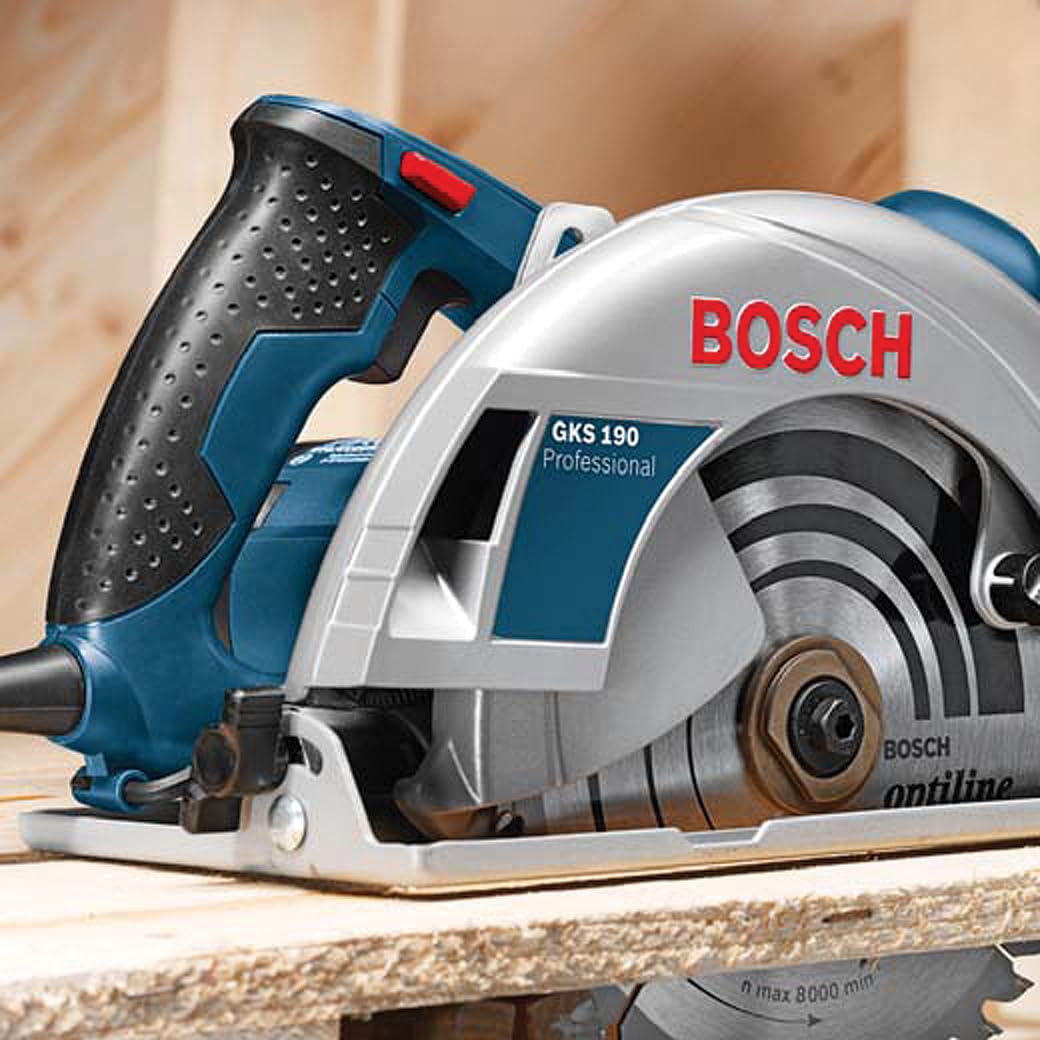 Bosch Professional scie circulaire GKS 190 (puissance 1 400 W, lame de scie : 190 mm, profondeur de coupe : 70 mm, avec lame au carbure, adaptateur d’aspiration, butée parallèle, clé six pans mâle)
