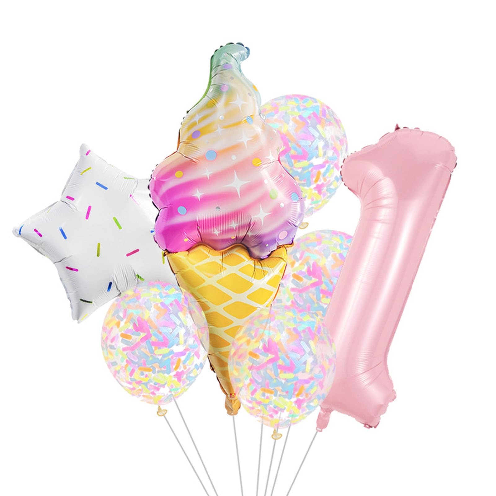 Tsophreniq Sweet Theme Foil Balloons Set with Ice Cream and Star for Fun Celebrations Ice Cream Foil Balloon