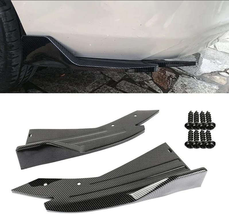 NINTE Rear Bumper Splitter Universal Fit 2 Pieces ABS Carbon Fiber Coating Wrap Angle Diffuser Guard Fender Protection