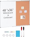 VEVOR 24 po x 18 po Calendrier Mensuel Tableau Blanc & Tableau de Liège Combo avec Cadre en Aluminium – Tableau d'Affichage Magnétique Effaçable 2-en-1 à Monter au Mur – Idéal pour École, Maison, Bureau