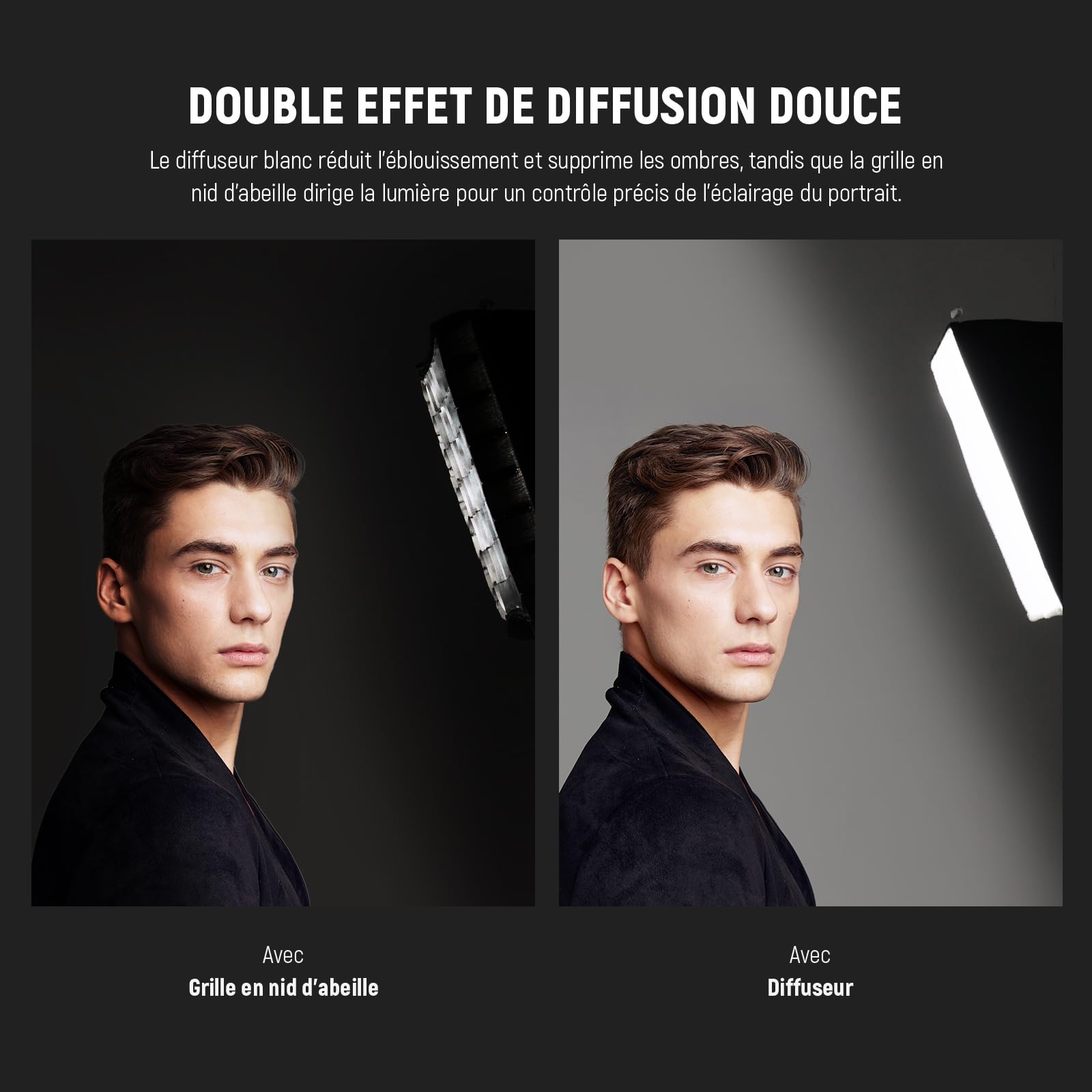 NEEWER Diffuseur pour NL660 RGB660 Pro II LED Video Light Panel, 12.6"x11.6" Pliable avec Grille/Sac/Capot d'occultation, Pas Besoin d'enlever Barnum, Installation Rapide pour la lumière Douce, NS4S
