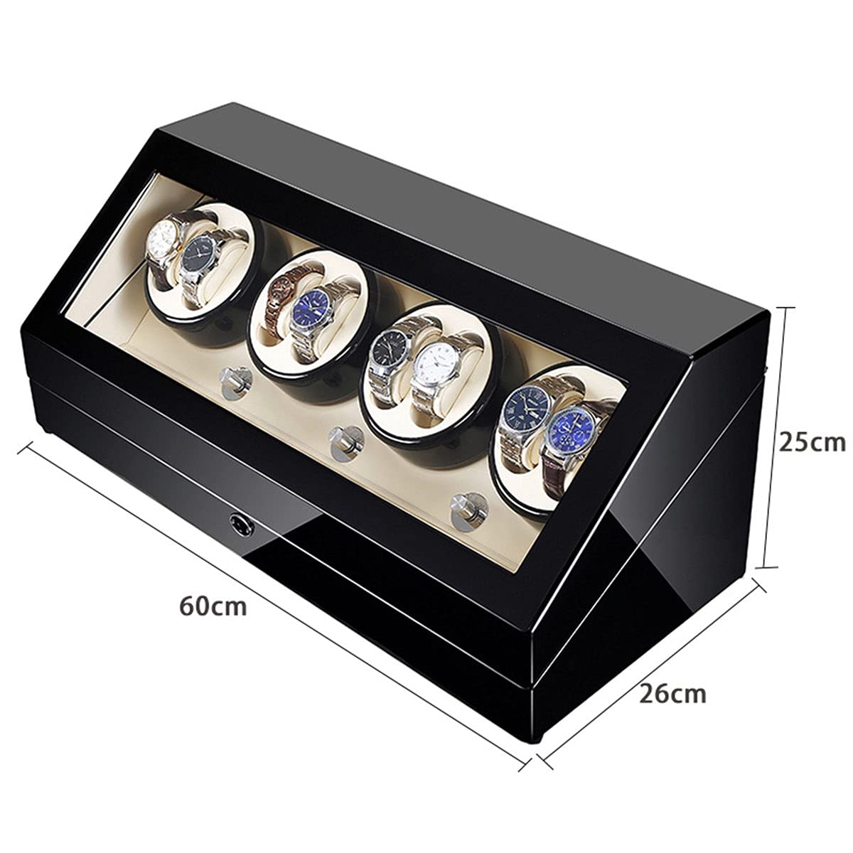Caja expositora con Mecanismo automático para 8 Relojes. Caja expositora con Luces LED, Motor japonés silencioso y Almohada Flexible para Relojes, Apta para Relojes de Hombre y Mujer.