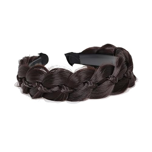 Miniatura 6 de vowyore Diadema trenzada de pelo sintético, aro de pelo clásico, grueso, ancho, trenzado, peluca de trenzas esponjosas, accesorio de belleza para