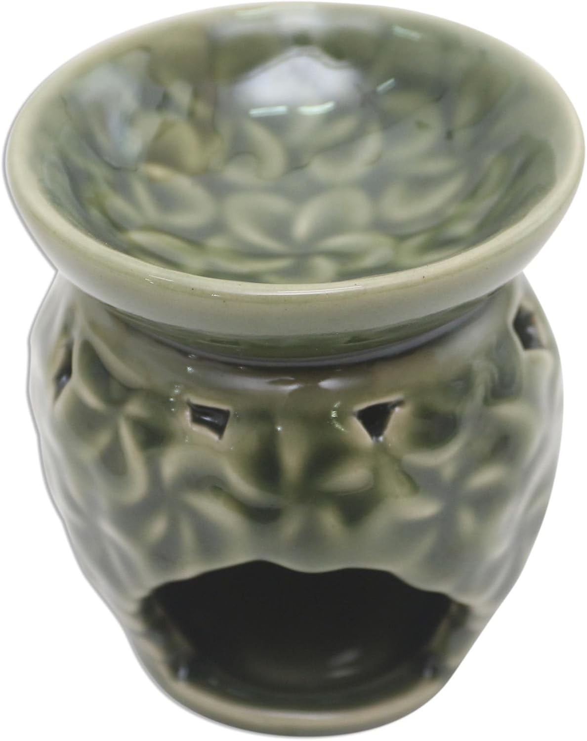 Novica Handmade Jepun Flowers Ceramic Oil Warmer