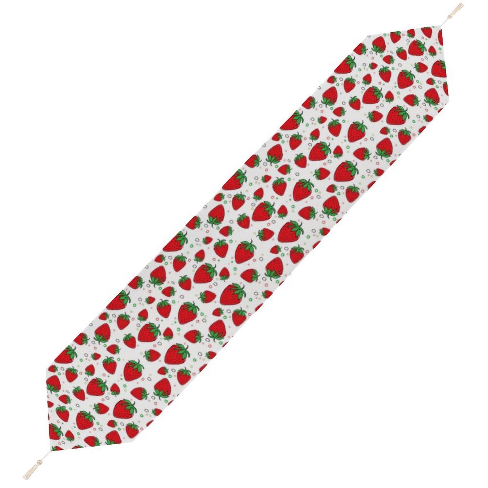 JZemdybill 178*33cm Table Runner with Tassel, Strawberry Table Runner, Table Decoration for Kitchen, Party, Restaurant