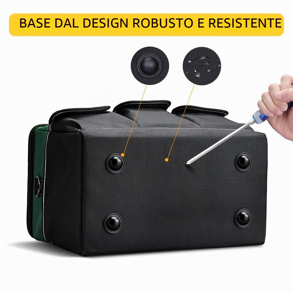 WINHUNT Borsa Porta Attrezzi, Ampia Apertura Superiore, Base Robusta, Verde e Nero (Green, 14inch/13.8cm)
