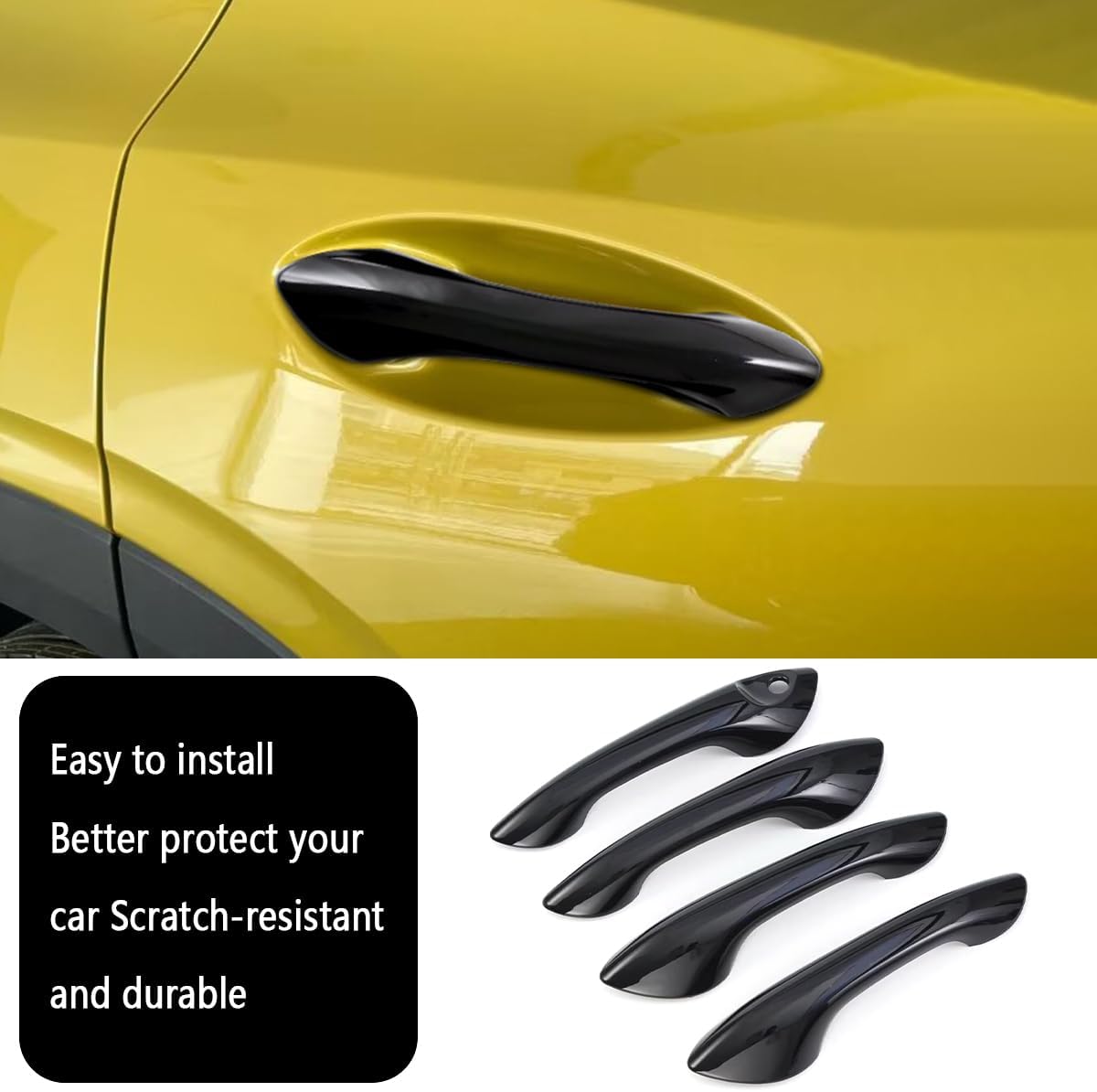 Car Accessories Fit for Chevrolet TRAX 2024 2025 2026 Exterior Door Handle Cover Trims (Without Smart Holes:Glossy Black) 4PCS ABS