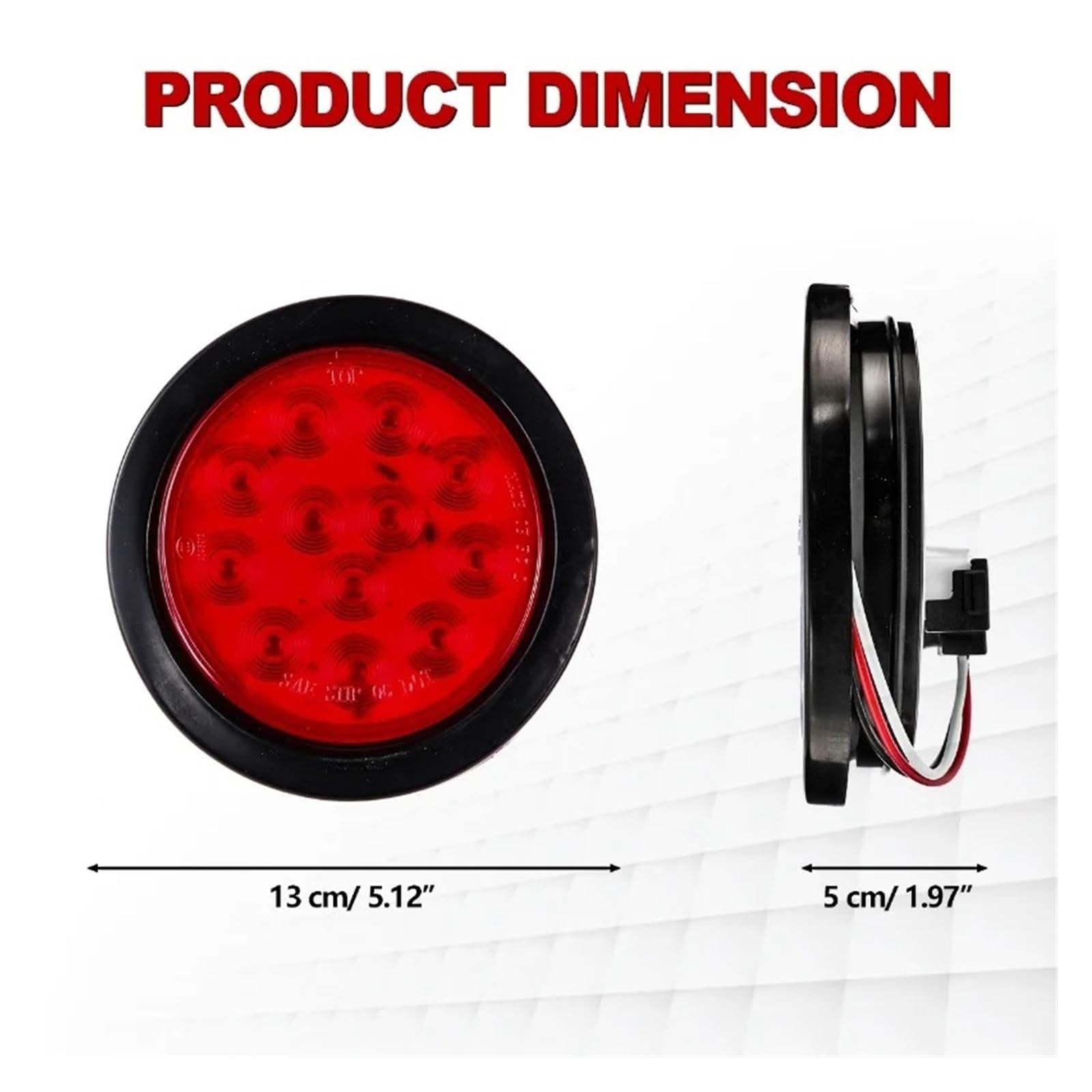 2/4 Pezzi 4 Pollici 12 LED Stop Direzione Fanale Posteriore Freno Fanale Posteriore Impermeabile Rotondo Per Camion Rimorchio Fari Posteriori(4pcs Smoked Shell)
