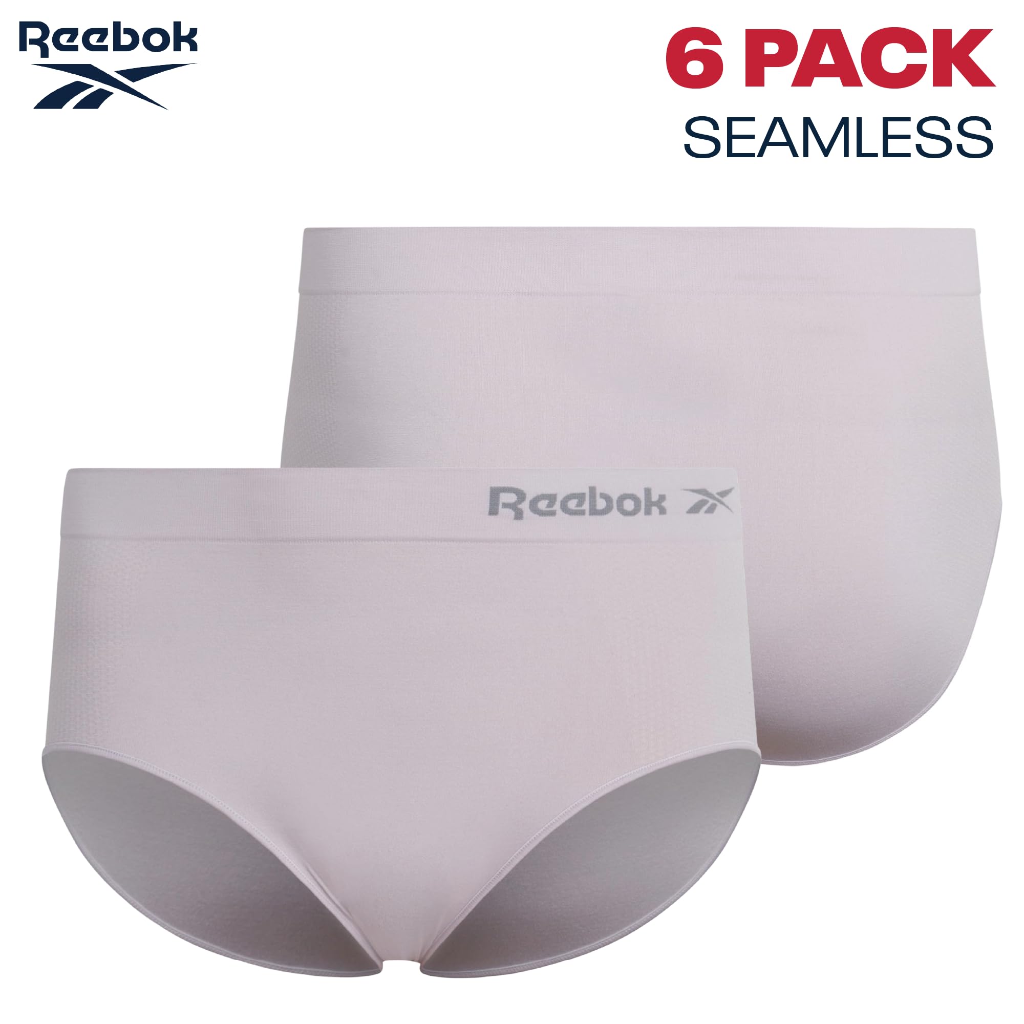 Reebok Damen Unterwäsche - Nahtlose Hohe Taille Slip Höschen (6er Pack)
