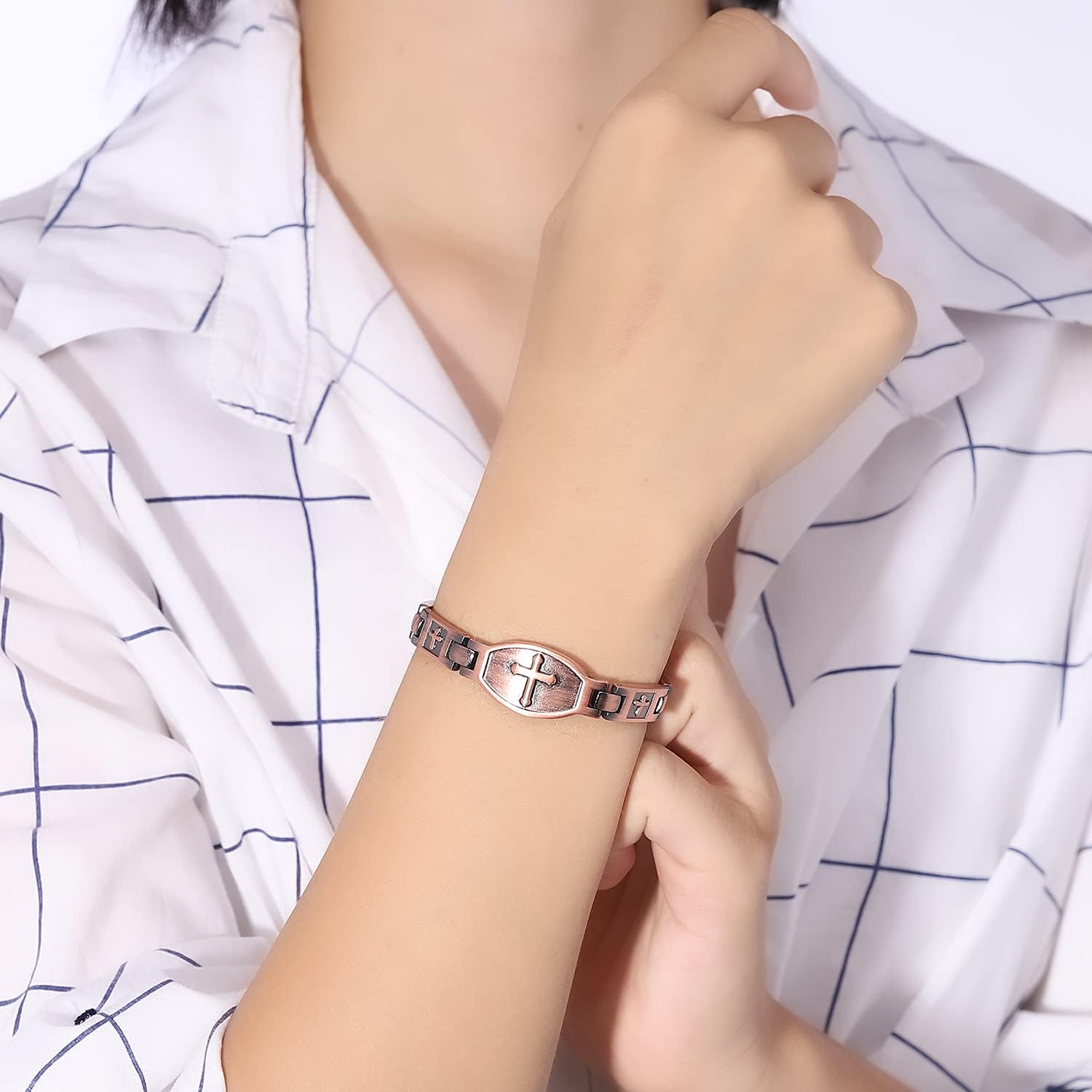 Medlladle Copper Magnetic Therapy Bracelet for Women Arthritis Pain Relief RSI&Carpal Tunnel 3500 Gauss Magnets 99.9% Pure Copper Bracelets Jewelry Gift with Adjust Tool : Health & Household