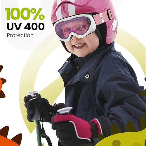 Miniatura 3 de OutdoorMaster Lentes de esquí para niños y niñas, con protección ultravioleta 100%, compatibles con casco, para nieve
