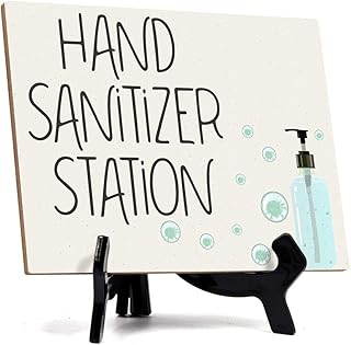Signs ByLITA Hand Sanitizer Station, Hygiene Table Sign, 6" x 8" (White)