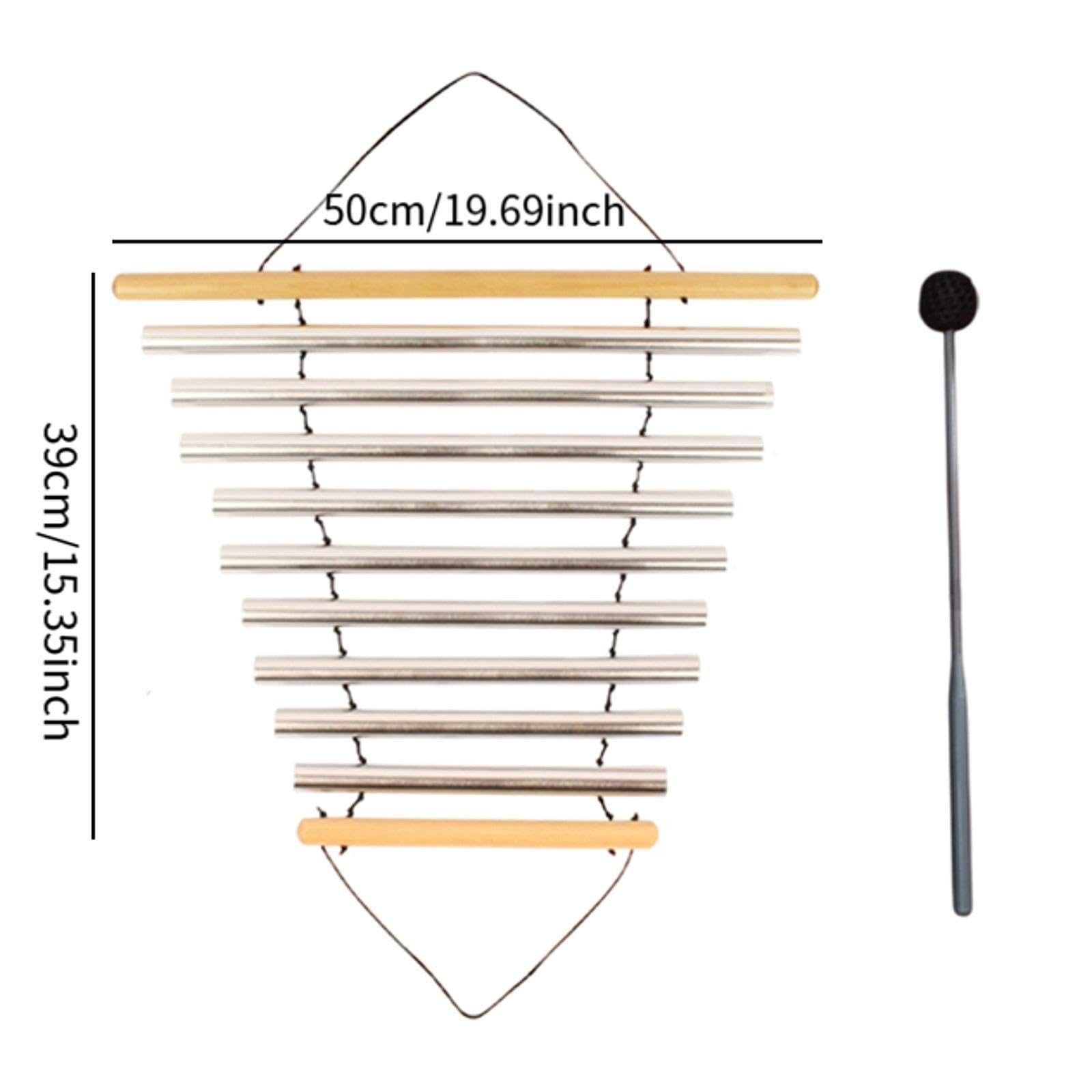 Campana de Meditación Instrumento de Percusión Varilla Tubular Portátil con Mallete Material Madera Aluminio para Meditación y Ambientes, 9 Tonos