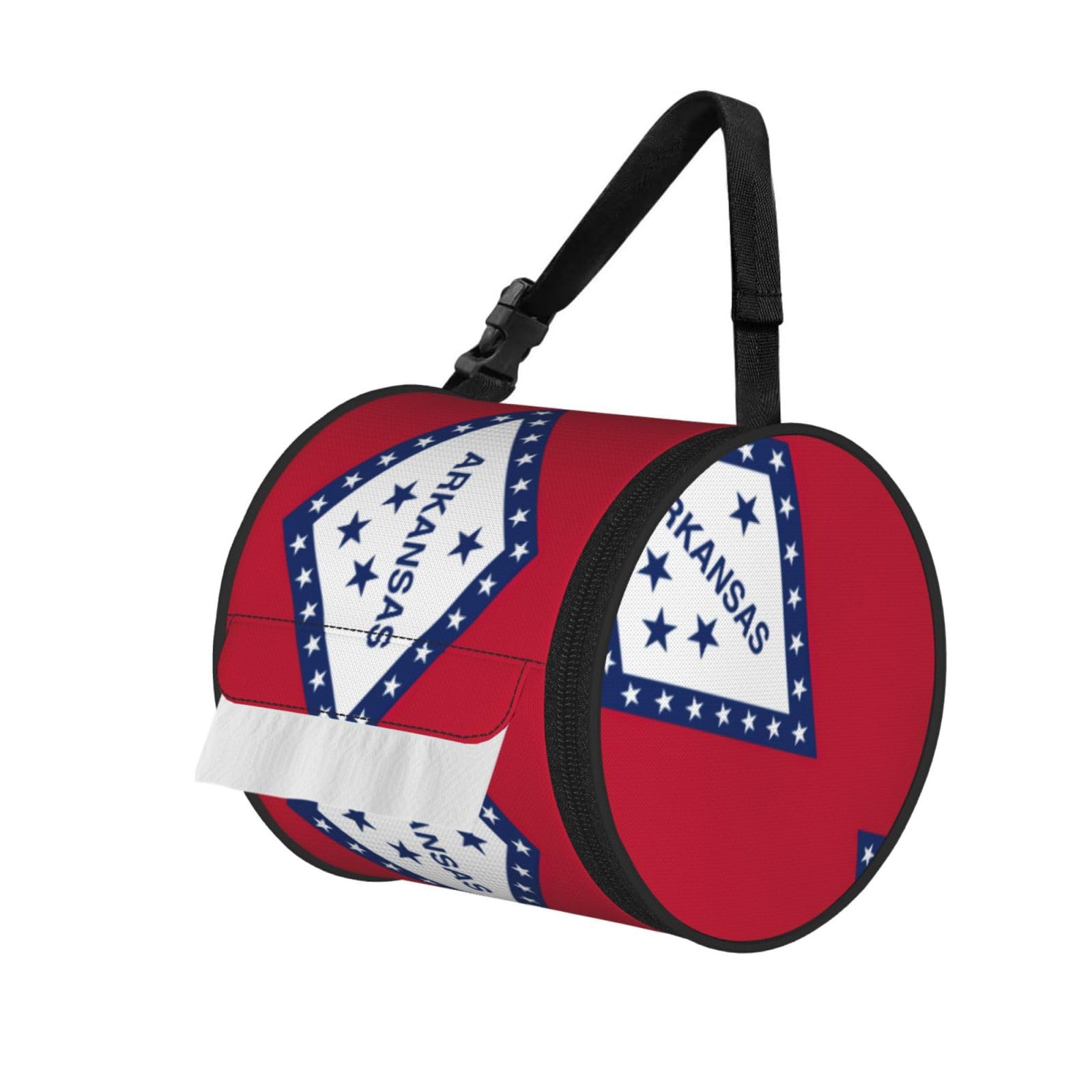 Arkansas State Flag Print Fashion Tissues Organizer Box, Hanging Tissue Holder For Purse Coins For Car Office Daily Outing