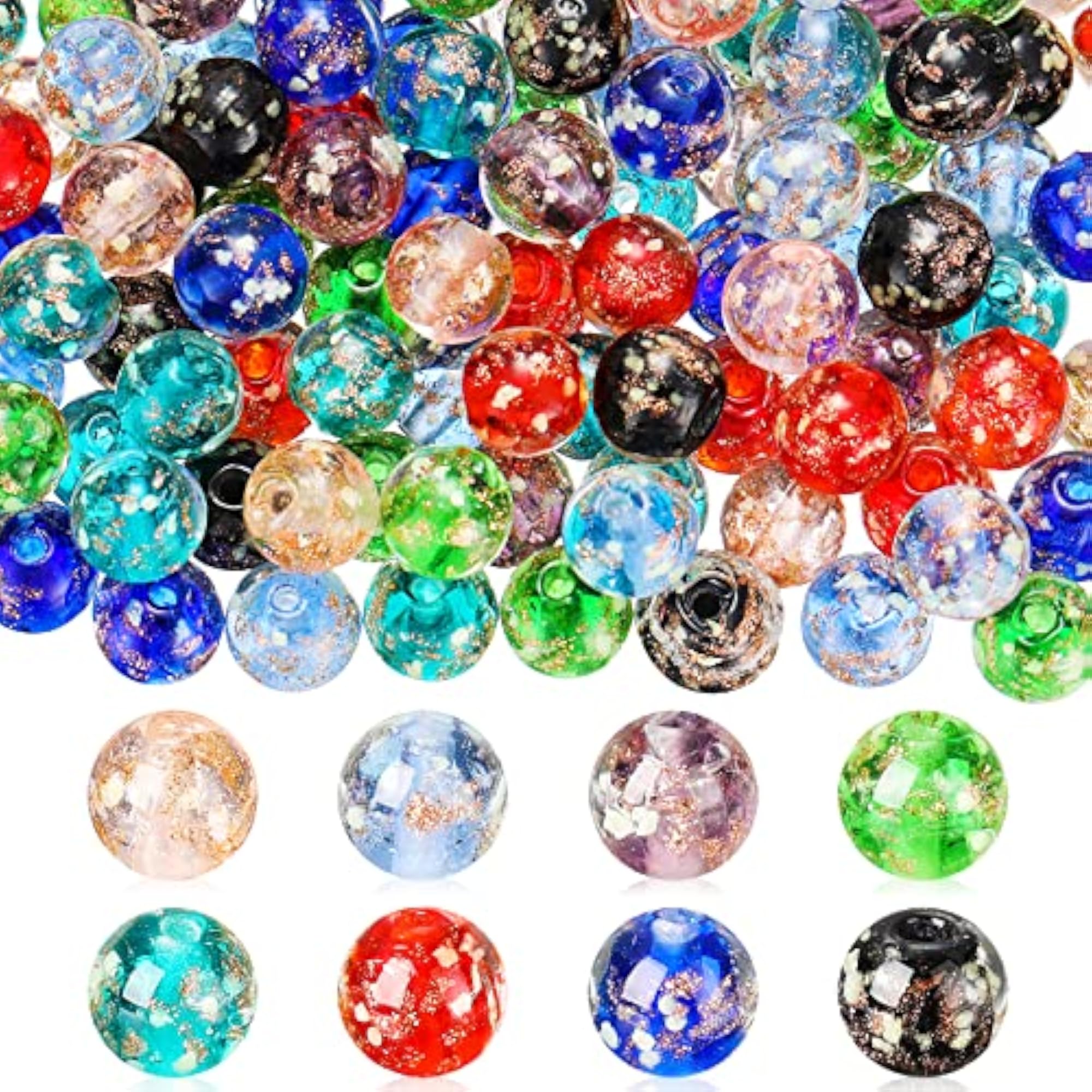 120 Pcs Luminous Glass Beads, 8mm Round Glow in The Dark