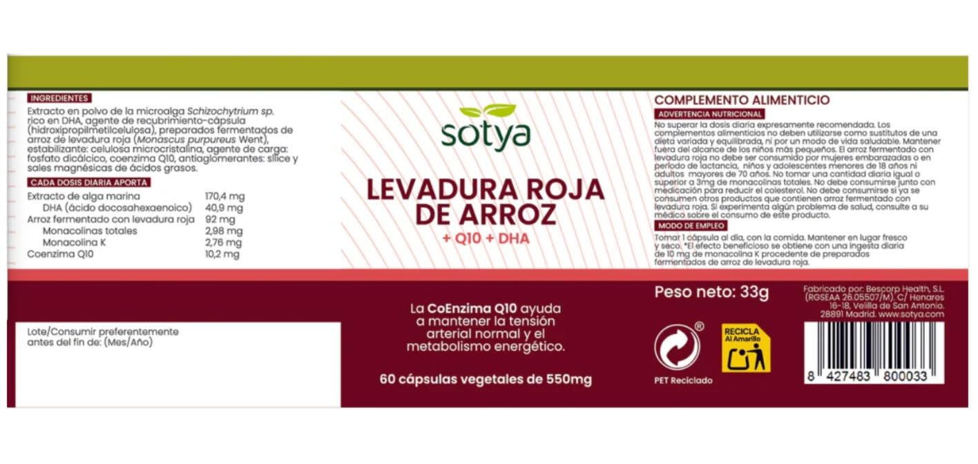 Sotya Levadura Roja de Arroz + Q10 + DHA