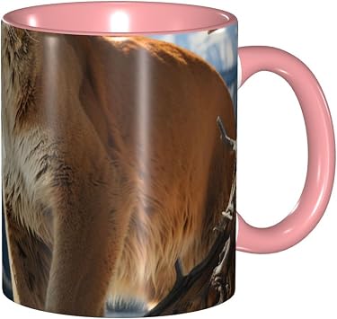 11 OZ Porcelain Coffee Mug with Handle, Panther Mountain Lion Coffee Cup for Office and Home, Latte Drink Cup for Tea and Milk, Colorful Inside Ceramic Tea Cups for Men Women Mug Lovers