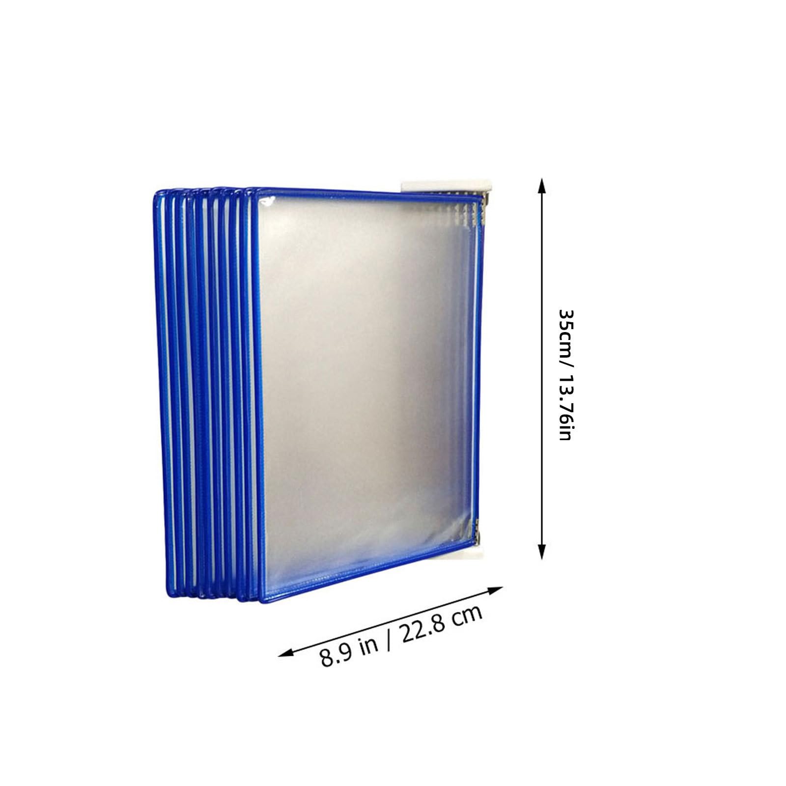 Organizzatore di Documenti da Parete in Metallo e Pvc Blu, Scaffale Verticale per File e Libri, per Uffici e Sale Riunioni, Porta Documenti Appeso Resistente