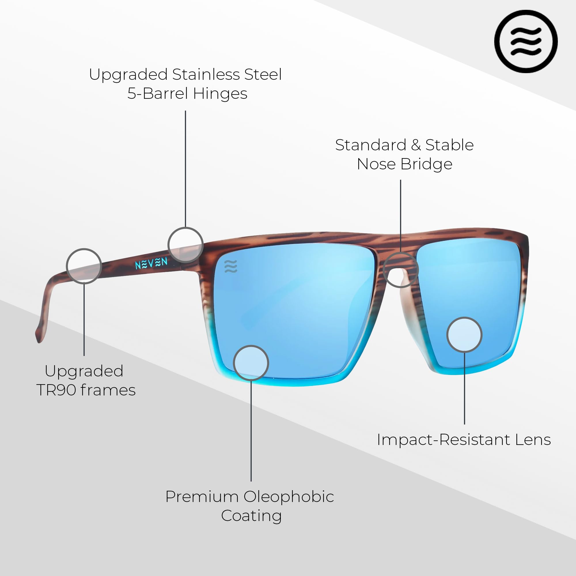 NEVEN Doc Robbins Polarized Beach Sunglasses UV 400 Polarized Sunglasses for Men/Women (Melby)