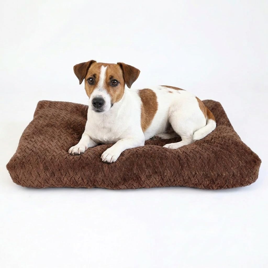 24 Inch Dog Crate Bed for Small Dogs, Washable Dog Crate Pad for Dog Cages, Soft Jacquard Flannel Kennel Mat with Anti-Slip Bottom, Fluffy Crate Mat for Puppies and Small Dogs,Dark Grey