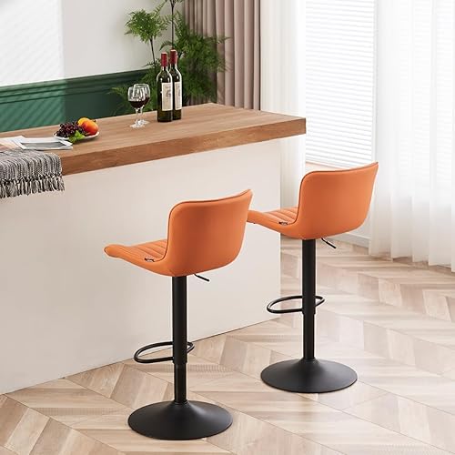 Miniatura 86 de YOUNUOKE Taburetes de bar de altura de mostrador para isla de cocina de 24 pulgadas, de metal, negro, juego de 2 taburetes giratorios ajustables con