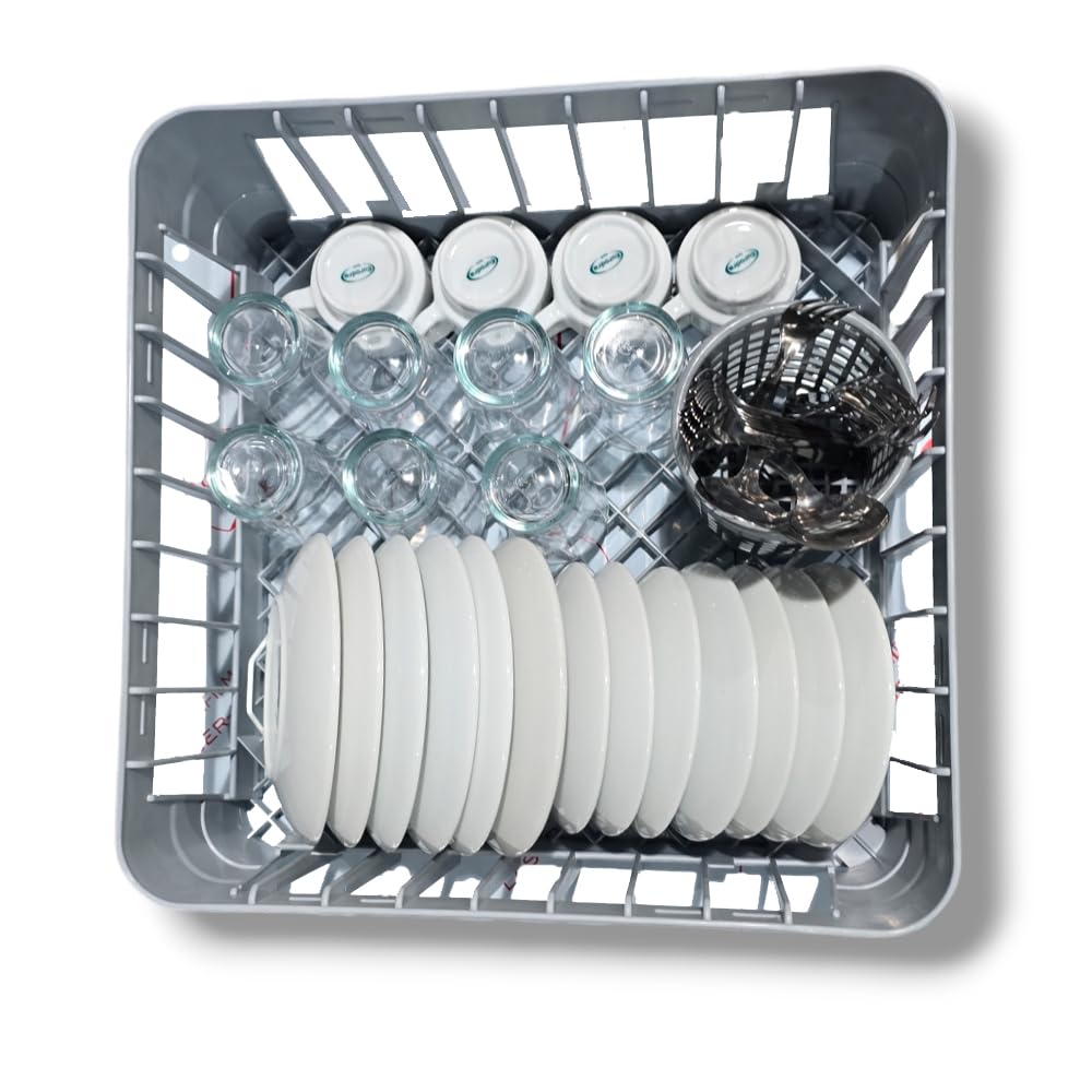 GENÉRICO Set De Panier À Verres 35 X 35 Cm Avec Support Pour Cymbales Et Panier Rond Pour Couverts En Polypropylène, Compatible Lave-Vaisselle Industriel