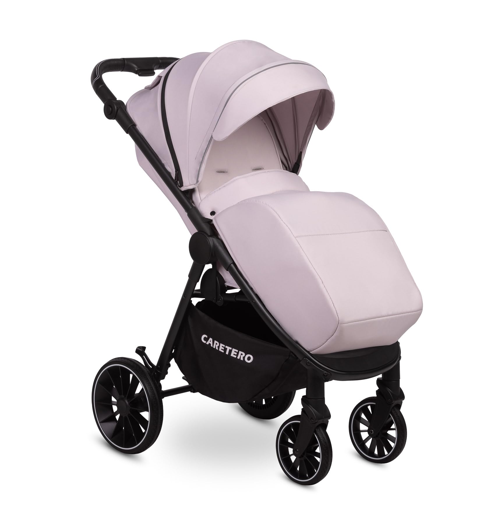 CARETERO - Poussette Agil – Légère avec Dossier Inclinable, Canopy et Panier de Rangement – avec Harnais de Sécurité, Poignée Réglable et Habillage Pluie – Pour tout-petits – Couleur Fumé
