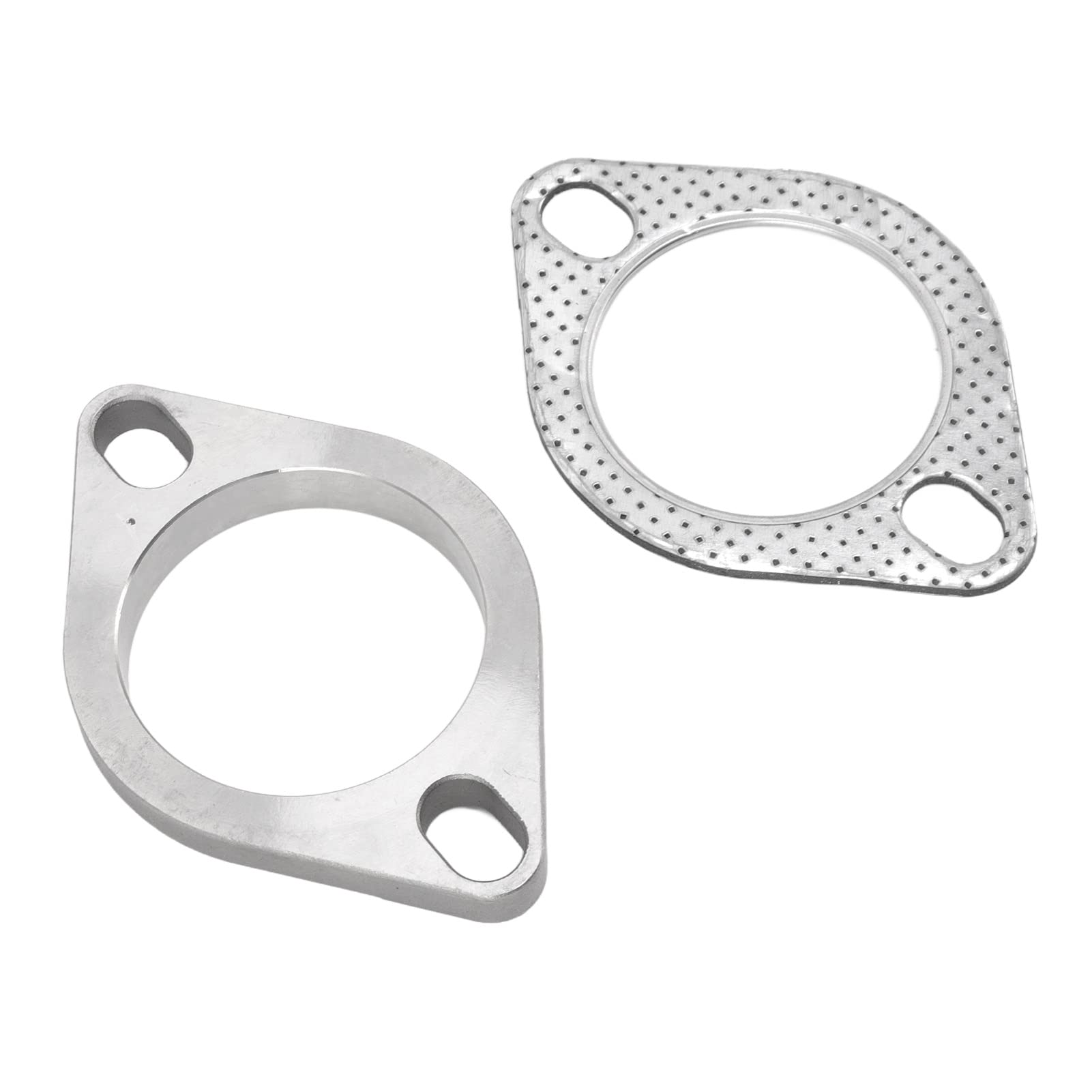 Echappement 55Mm,2 Pièces 2 2.5 Pouces D'Échappement,Brides,2 Pièces 2 2.5 Pouces D'Échappement Contion Kit Acier Inoxydable Universel Pour Échappement Npipe Catback En-Têtes
