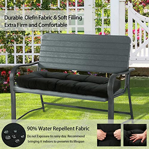 Funhome Tufted Loveseat Cushion For Swing, Patio Garden Wicher Loveseat Funiture 1 Pack, Chairs Pad Lounger Seat For Wicker Loveseat Settee 42X18 Inch-Black #TOP2