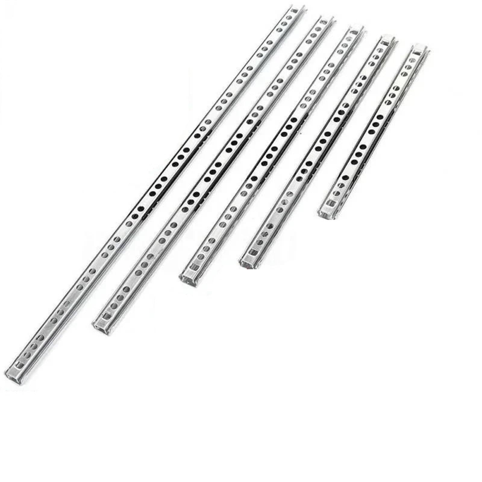 Drawer Track, 1Pair Drawer Steel Ball Rail Slide Guide Two Sections 17mm Wide Fold Furniture Hardware Fittings for Drawer(342mm)