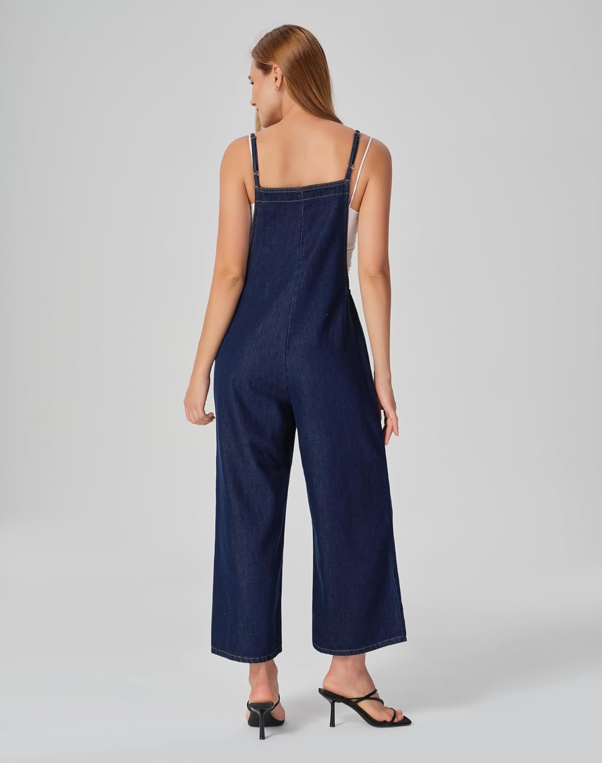 roswear Cropped Overalls for Women Baggy Wide leg with Side Zip Adjustable Strap - Image 3