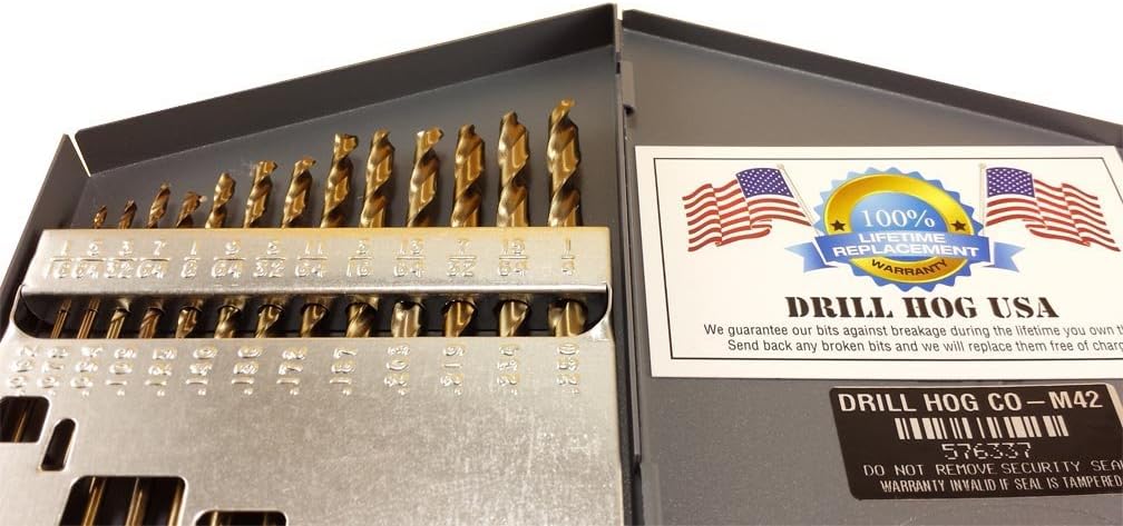 Drill Hog® 13 Pc COBALT Drill Bit Set Index M42 Drill Bits 1/16" to 1/4"
