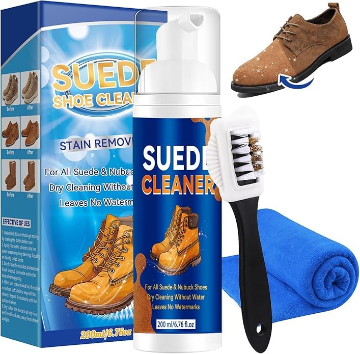 Auensten Suede Shoes Cleaner, 6.76 fl oz Suede and Nubuck Shoe Cleaner with Brush and Cloth,...
