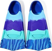 Vista 50 de Aletas de natación para niños, aletas cortas para niños y jóvenes, aletas de natación para entrenamiento de natación para niños, niñas, niños Azul