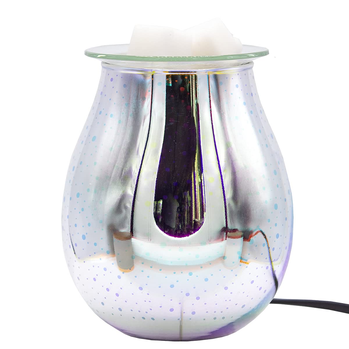 Candle-Brothers Elektryczna lampa zapachowa "Jupiter" z grą barw I Elektryczna lampa zapachowa do meltów w nowoczesnym wzornictwie światła 3D do domu I w zestawie żarówka i zdejmowana wkładka szklana