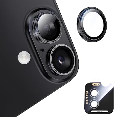 MAGIC JOHN for iPhone 16/16Plus Camera Lens Protector,Black