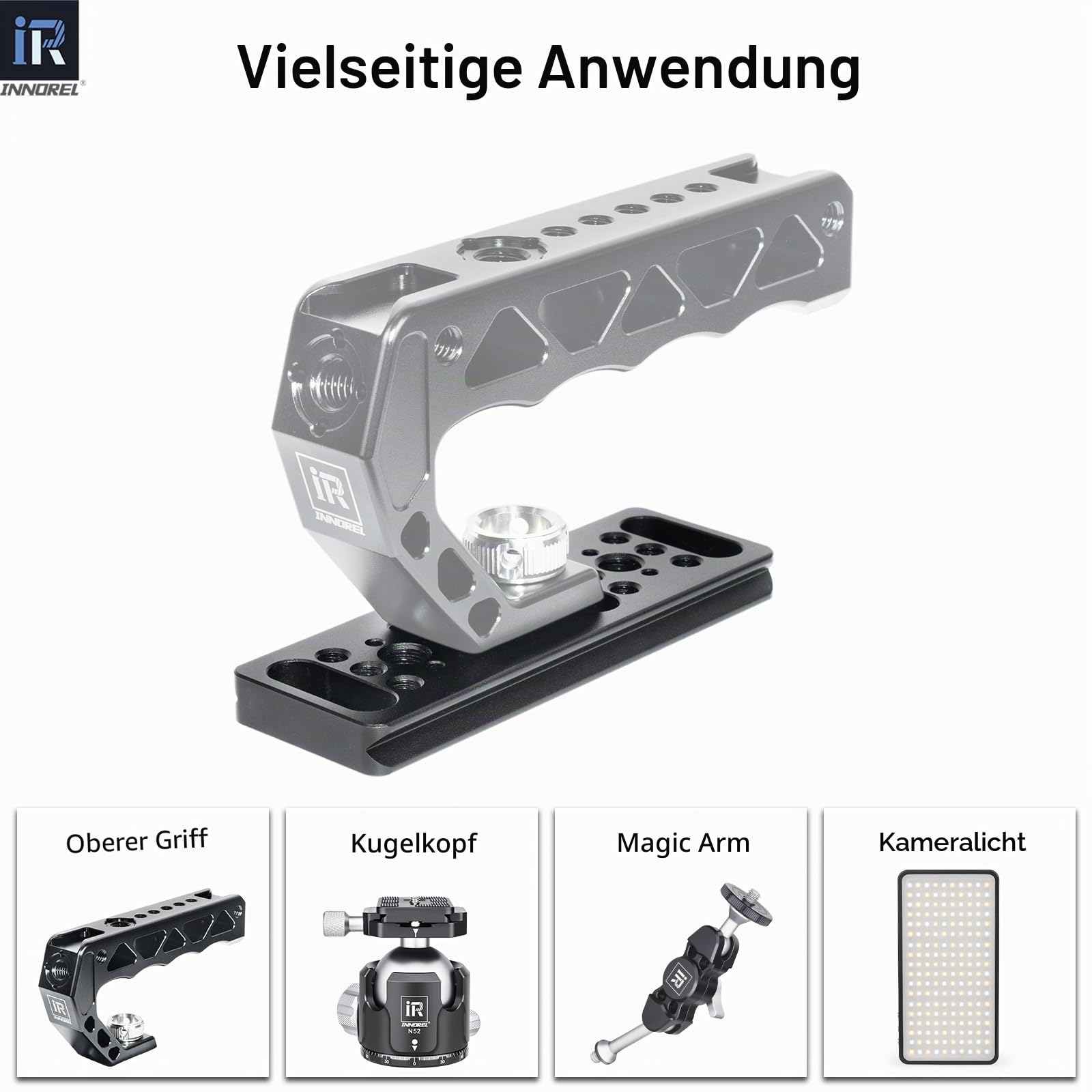 INNOREL CP1104 Multifunktions-Käseplatte mit 1/4 Zoll und 3/8 Zoll Gewinde, Schaltmontage, Arca-Swiss-Platte mit integrierten ARRI-Löchern für Kamera und Stativ, 2 Packungen