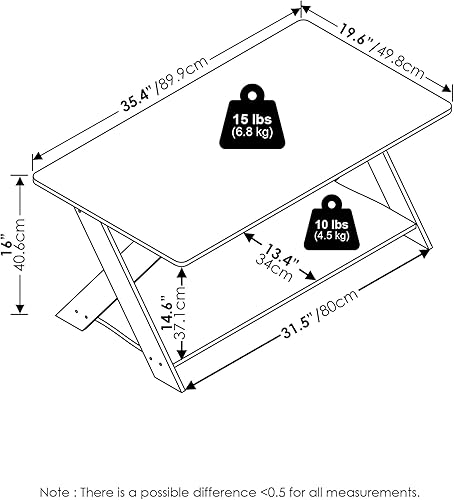 Miniatura 15 de Furinno Mesa de centro entrecruzada simple y moderna, 35.4 x 19.6 x 16 pulgadas, roble francés gris gris roble francés,Blanco,Pino