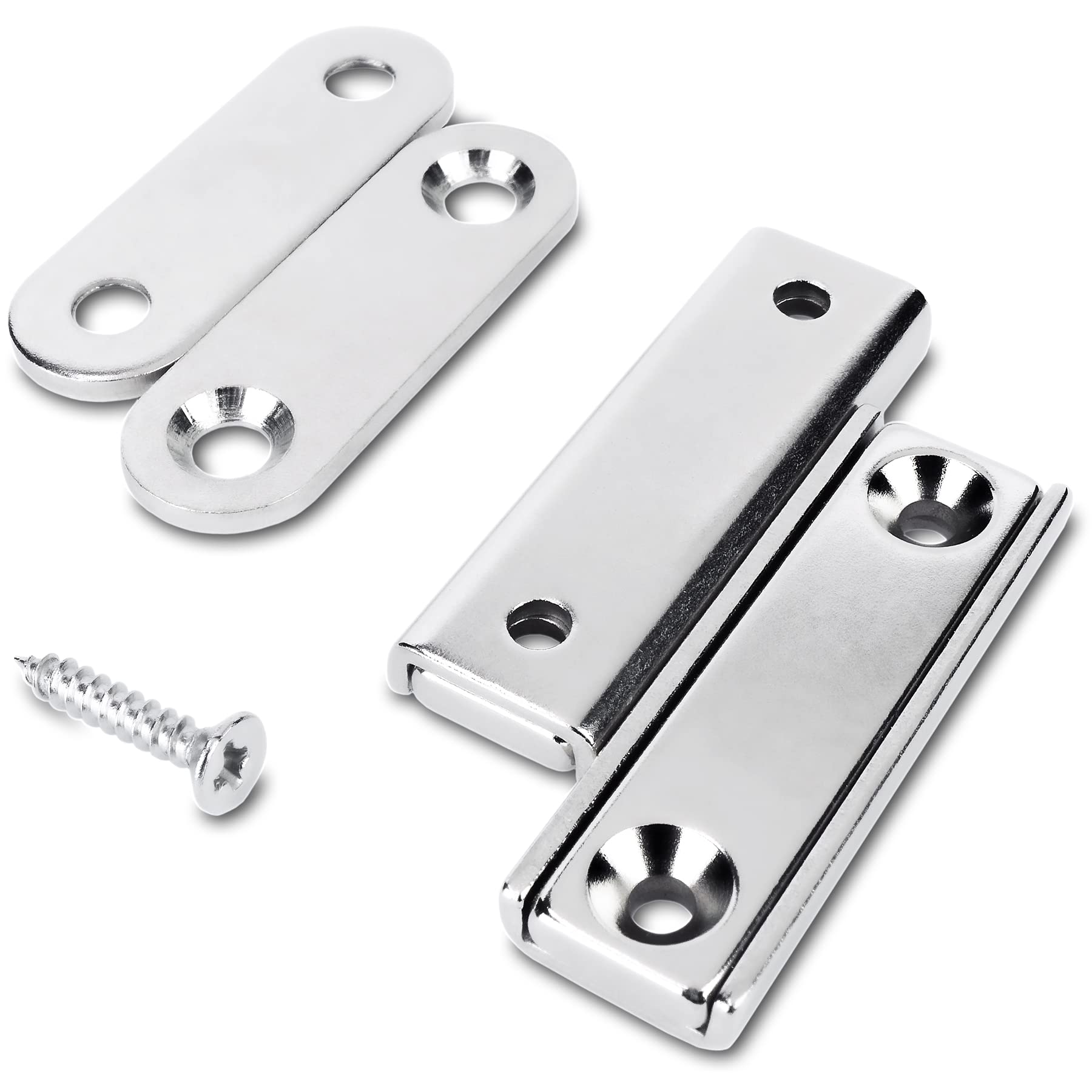 Sensei 2 pezzi Magnete rettangolare al neodimio 40x13,8x5 mm con fori per viti, capacità di carico 15 kg + 2 rondelle in acciaio + 8 viti incluse