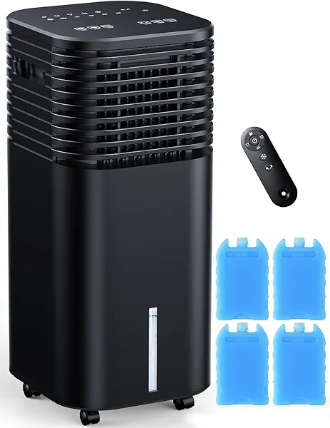 CENSTECH Windowless Air Conditioner, Swamp Cooler with 4 Modes & 3 Speeds, 15H Timer for Smart Auto-off, 2-Gal Tank for 20H Cooling, Remote, 120° Oscillating Portable Air Conditioners No Hose Needed