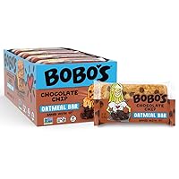 Vista 3 de Barritas de avena con chispas de chocolate de Bobo's, sin gluten, sin OMG, de avena integral, paquete de 12 Barritas de aperitivo Para llevar