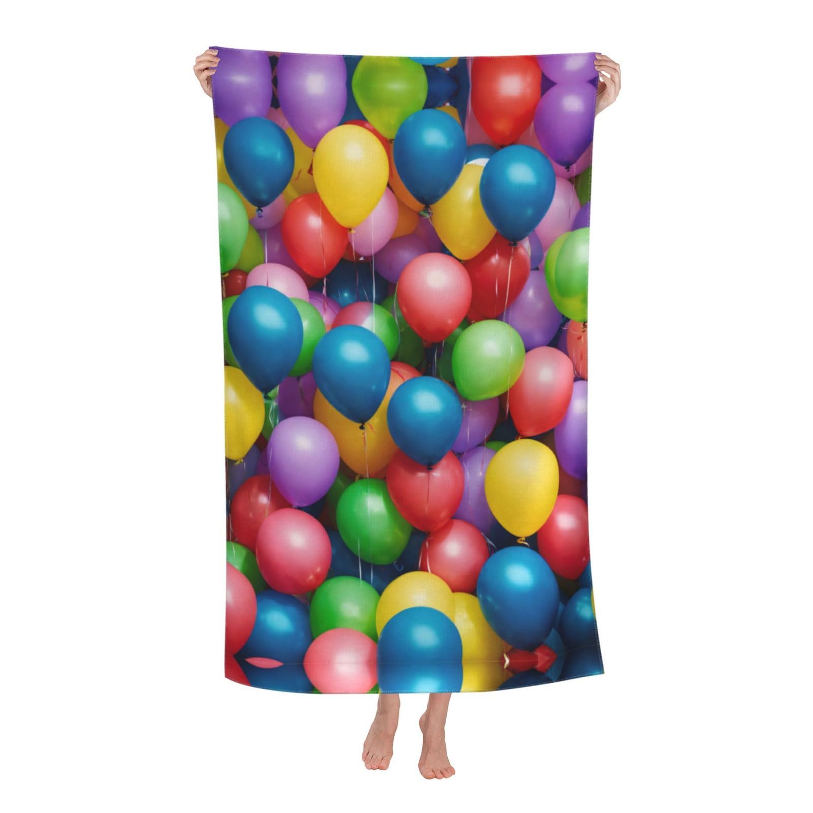 Oazcvbnn Women's White Colorful Balloons Blue Sky Print Adult Beach Towel Summer Travel Pool Vacation Swimming Fitness Outdoor Adventures