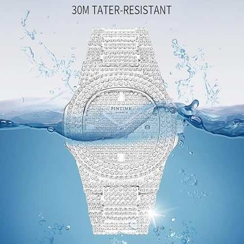 Fanmis Unisex Luxury Crystal Diamond Watches Silver Gold Fashion Quartz Analog Watch Stainless Steel Band Bracelet Big Face Women's Men's #TOP5