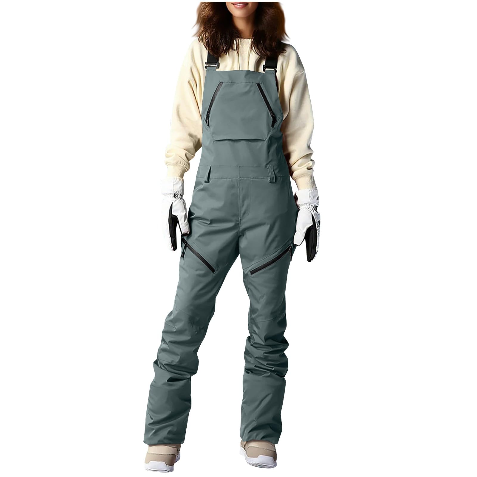 Damen-Ski-Latzhose, Baggy, Snowboardhose, Overall, wasserdicht, winddicht, ärmellos, Wärmedämmung, Ski, Snowborad, Overall, Winter, Einteiler, Straps-Latzhose