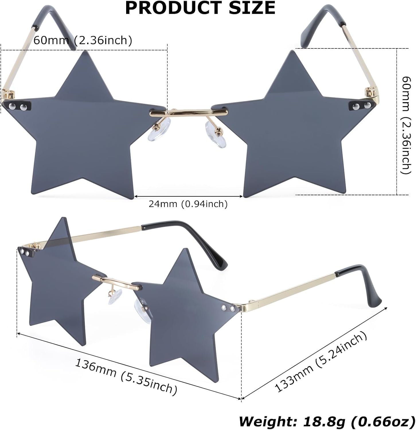 Rimless Star Sunglasses Colorful Sunglass for Women Pentagram Sunglasses Halloween Party Favor Star Glasses - Image 3