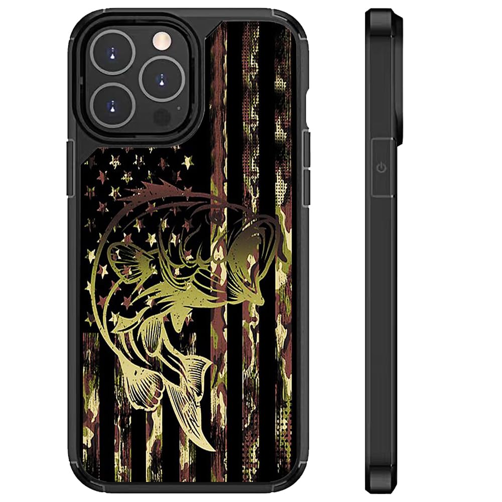 ZHUXUXITT Compatible with iPhone 16 Pro Case,Camo Flag Fishing Case for iPhone 16 Pro Design for Men Boys [Anti-Scratch] Non-Slip+Shockproof Rugged