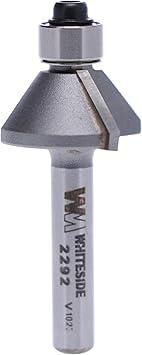 Whiteside 2292 Chamfer Router Bit 45 Degree Angle, 1/4 Inch Shank, 7/16 Inch Cutting Length, 5/16 Inch Cutting Height