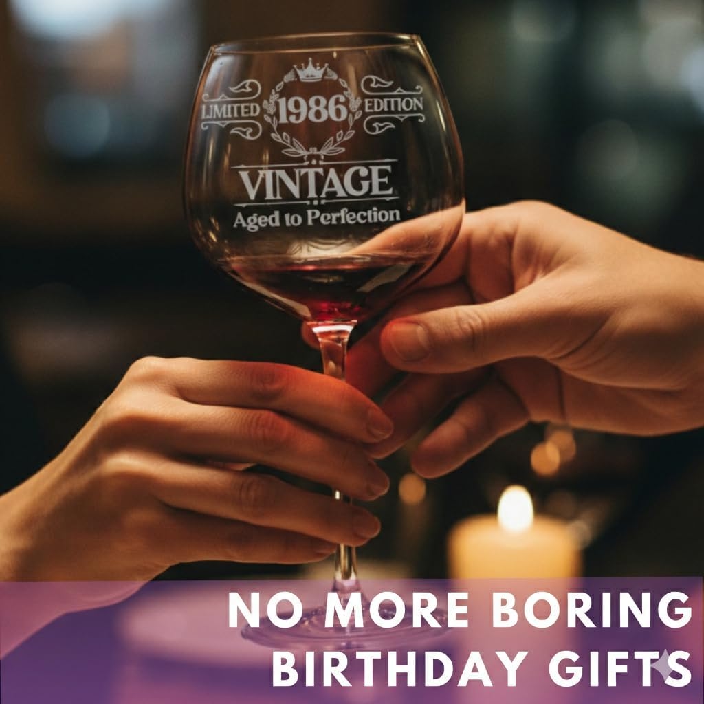 Vintage Engraved Wine Glass - 40th Birthday Gifts Women - 40 Year Old Present For Her - Happy Woman Gift - Forty Ideas for Her - Turning 40 Cup for Wife, Sister, Daughter, Ladies - Image 7