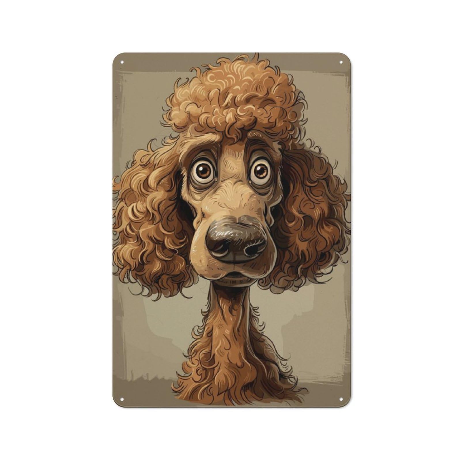 Rustic Tin Sign 30x20cm Featuring Poodle Caricature for Bar Or Restaurant, A Housewarming Gift for Bar Decor Enthusiasts