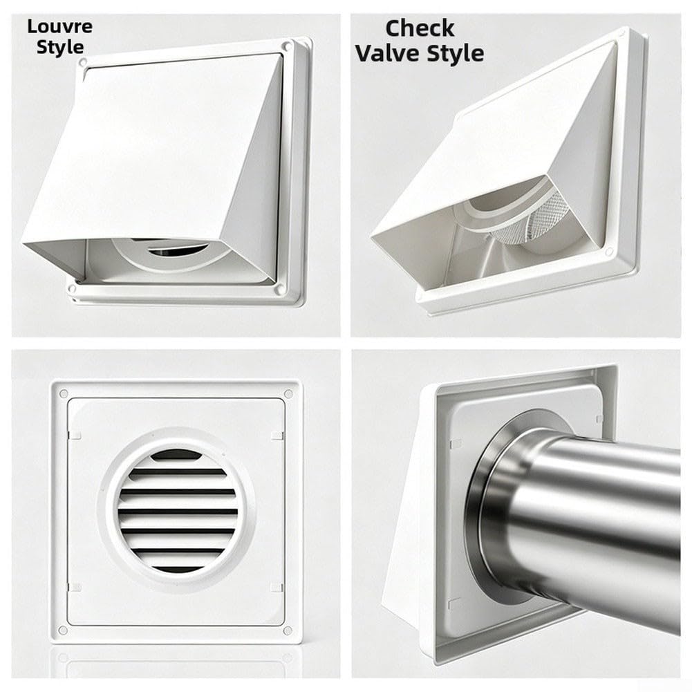 Griglia di ventilazione in acciaio inox, 280 x 190 mm, con rete anti-insetti, resistente alle intemperie, per asciugatrice e scarico del bagno (diametro 150 cm, lunghezza 200 cm, con guarnizione)
